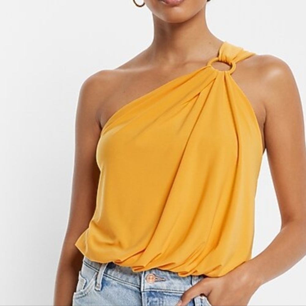 Express Skimming One Shoulder O-Ring Bodysuit, Size Large